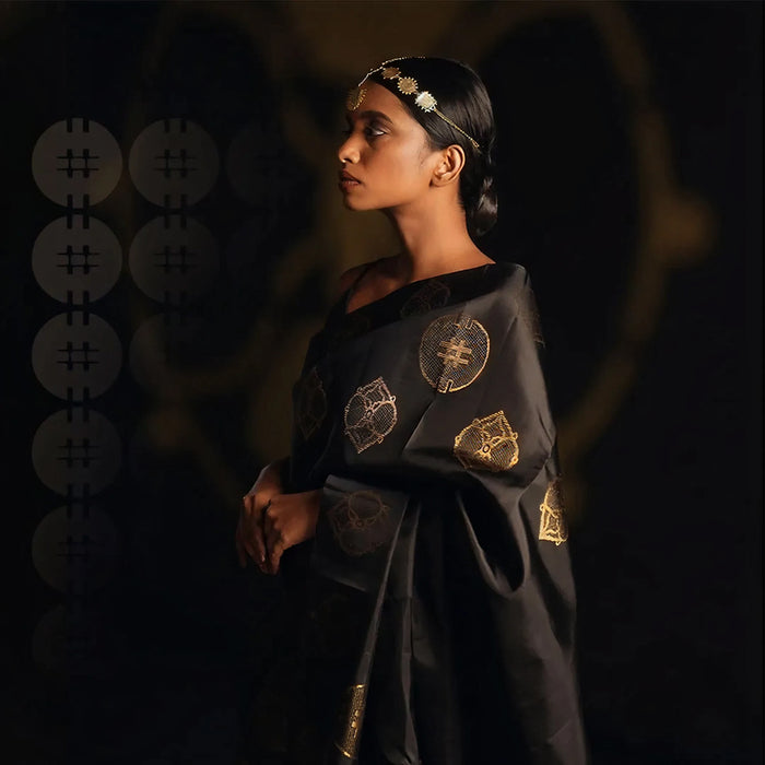 Luxury Black Jacquard Saree for Party, Festive & Wedding Elegance