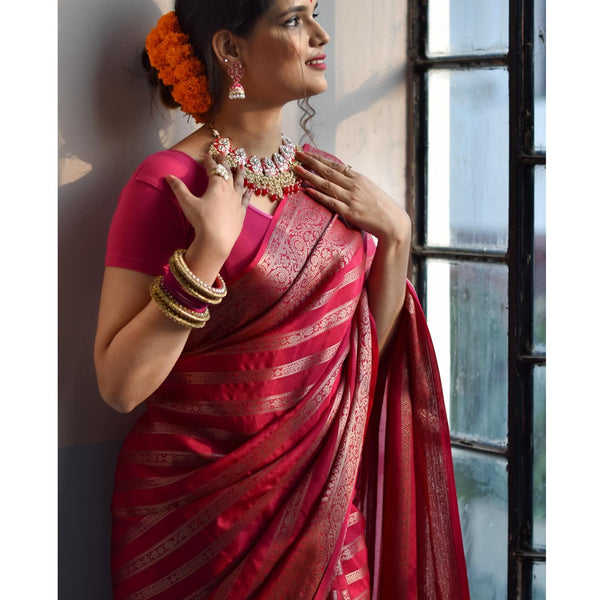 Light Pink Jacquard Saree