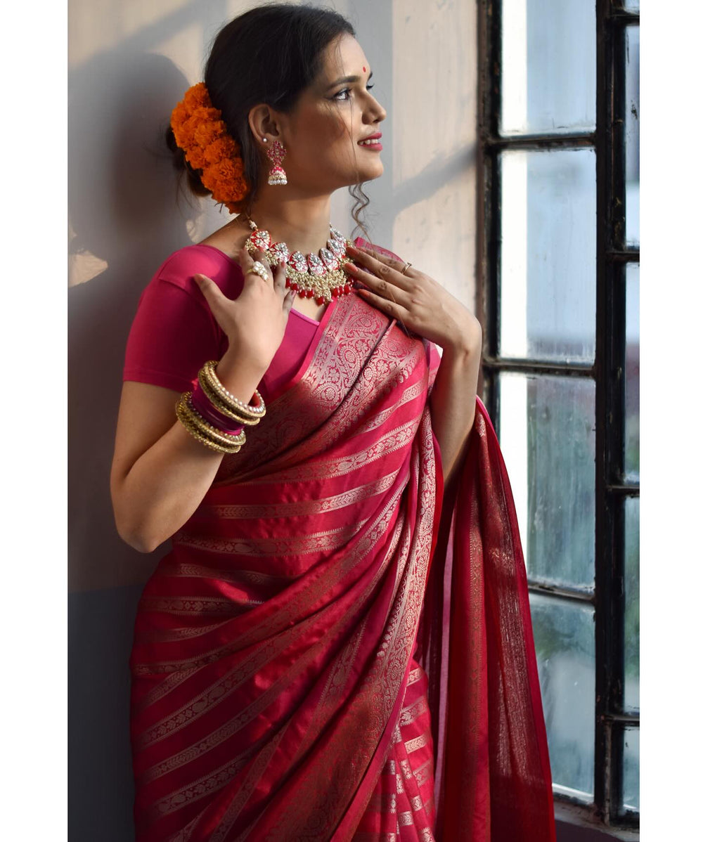 Light Pink Jacquard Saree