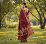 Dark Wine Red Jacquard Saree