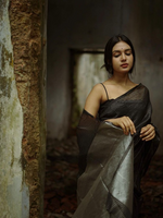 Black Grey Jacquard Saree