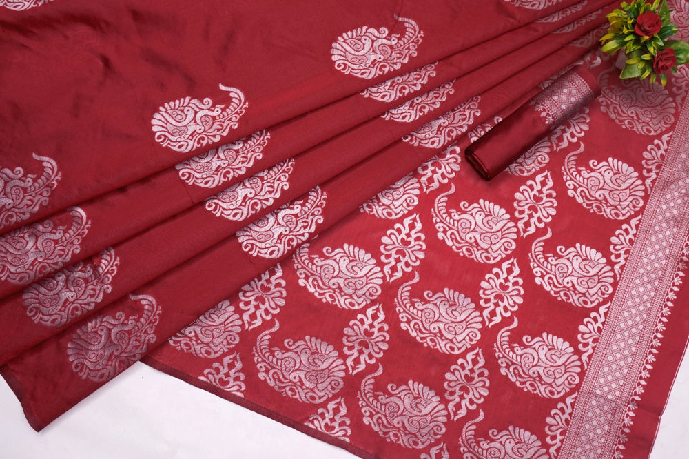 Elegant Maroon Jacquard Saree
