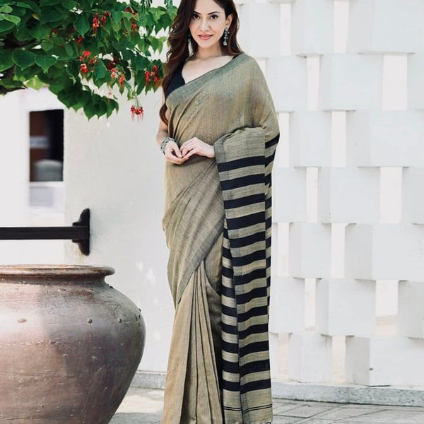 Elegant Mehendi Olive Jacquard Saree