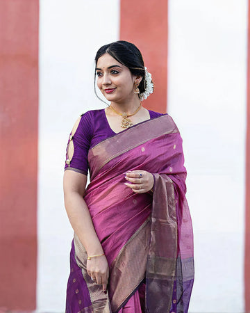 Purple Jacquard Saree – Royal, Elegant & Festive Ethnic Wear
