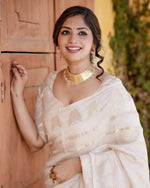Elegant Off-White Jacquard Saree