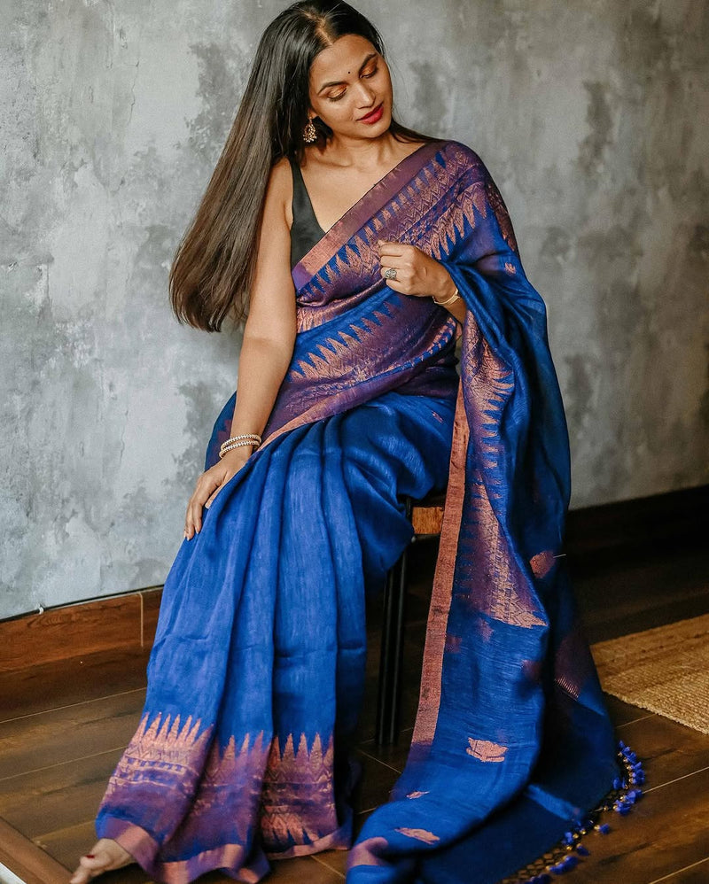 Blue Jacquard Saree