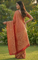 Orange Jacquard Saree