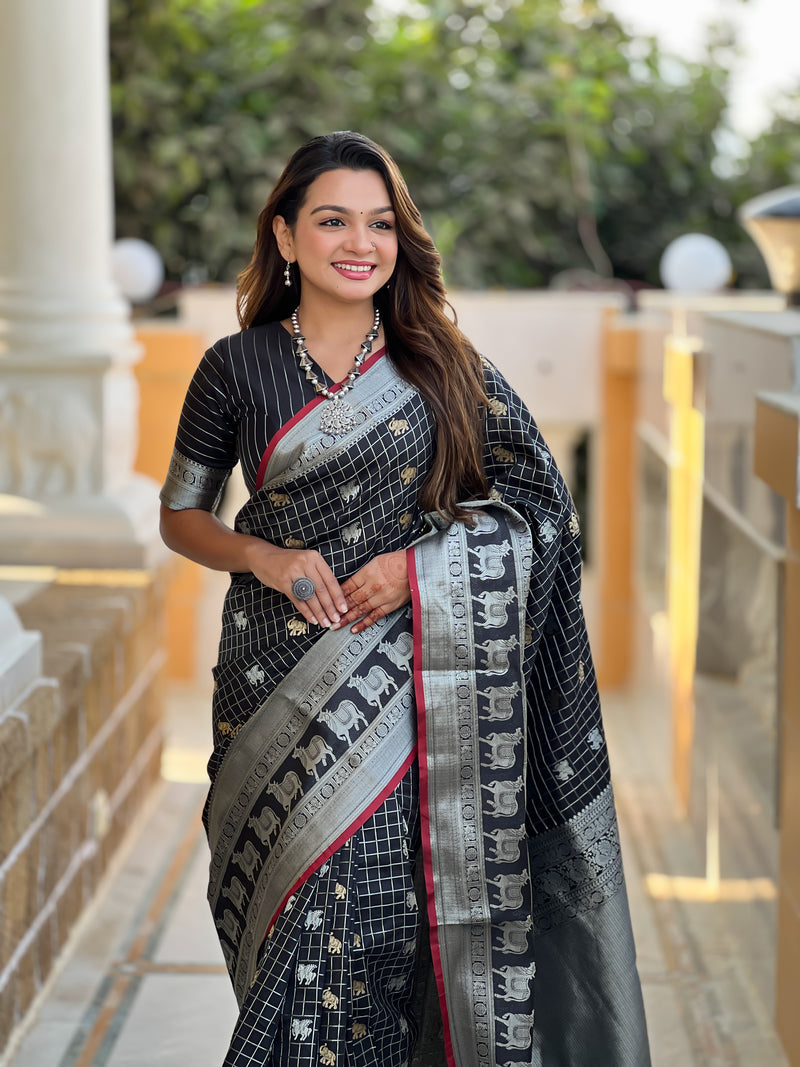Black Jacquard Saree