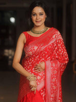 Luxury Red Jacquard Saree