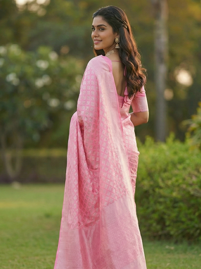 Pink Jacquard Saree