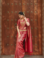 Elegant Red Jacquard Saree