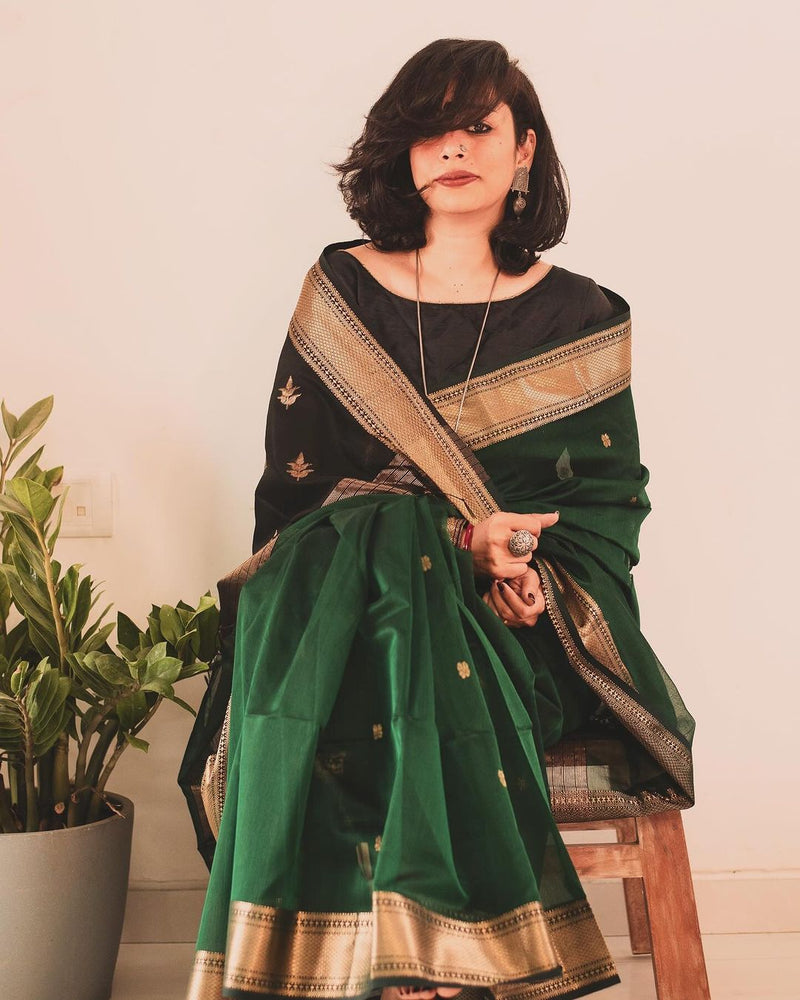 Graceful Green Jacquard Saree