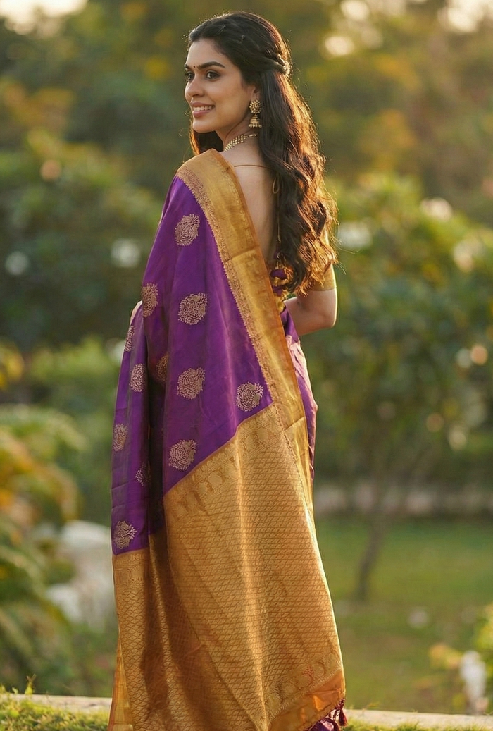 Elegant Purple Jacquard Saree – Premium Woven Design for Weddings & Festive Occasions