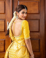 Sunshine Yellow Jacquard Saree