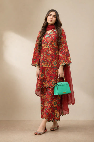 SOMIYA Women’s Pure Cotton Printed Suit Set with Dupatta
