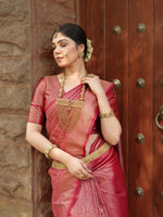 Elegant Red Jacquard Saree