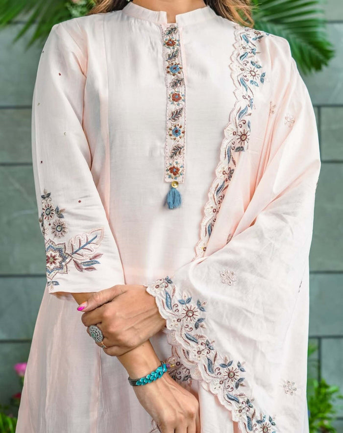 Delicate Embroidery Soft Muslin Cotton Traditional Set