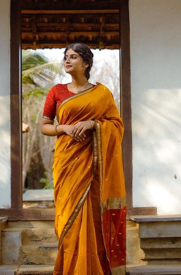 Yellow Jacquard Saree – Bright, Festive & Elegant Ethnic Wear