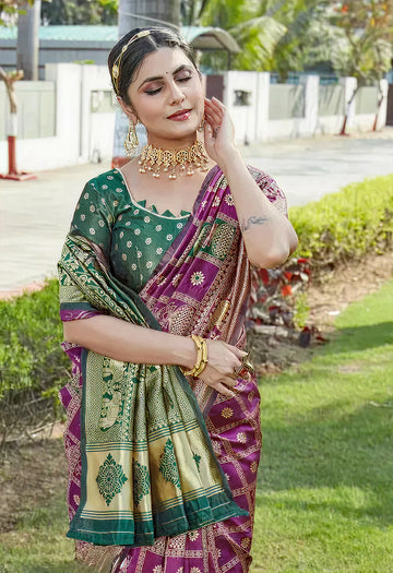 Graceful Purple Jacquard Saree – Premium Woven Traditional Wear for Festive & Party Occasions