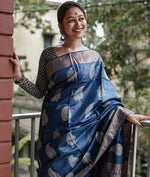 Elegant Blue Jacquard Saree