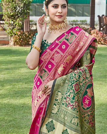 Luxurious Wine Jacquard Saree – Elegant Woven Festive & Wedding Wear