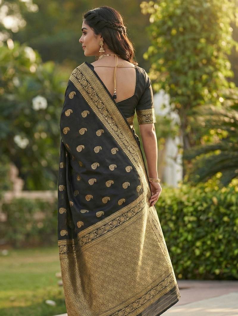 Classic Black Jacquard Saree