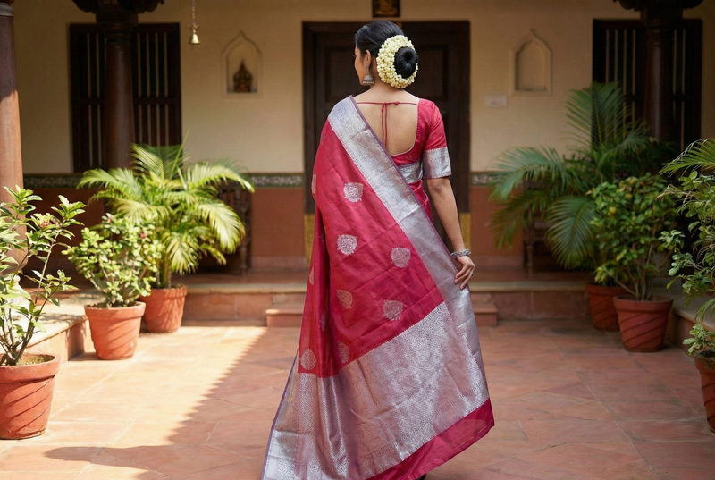Red Jacquard Saree