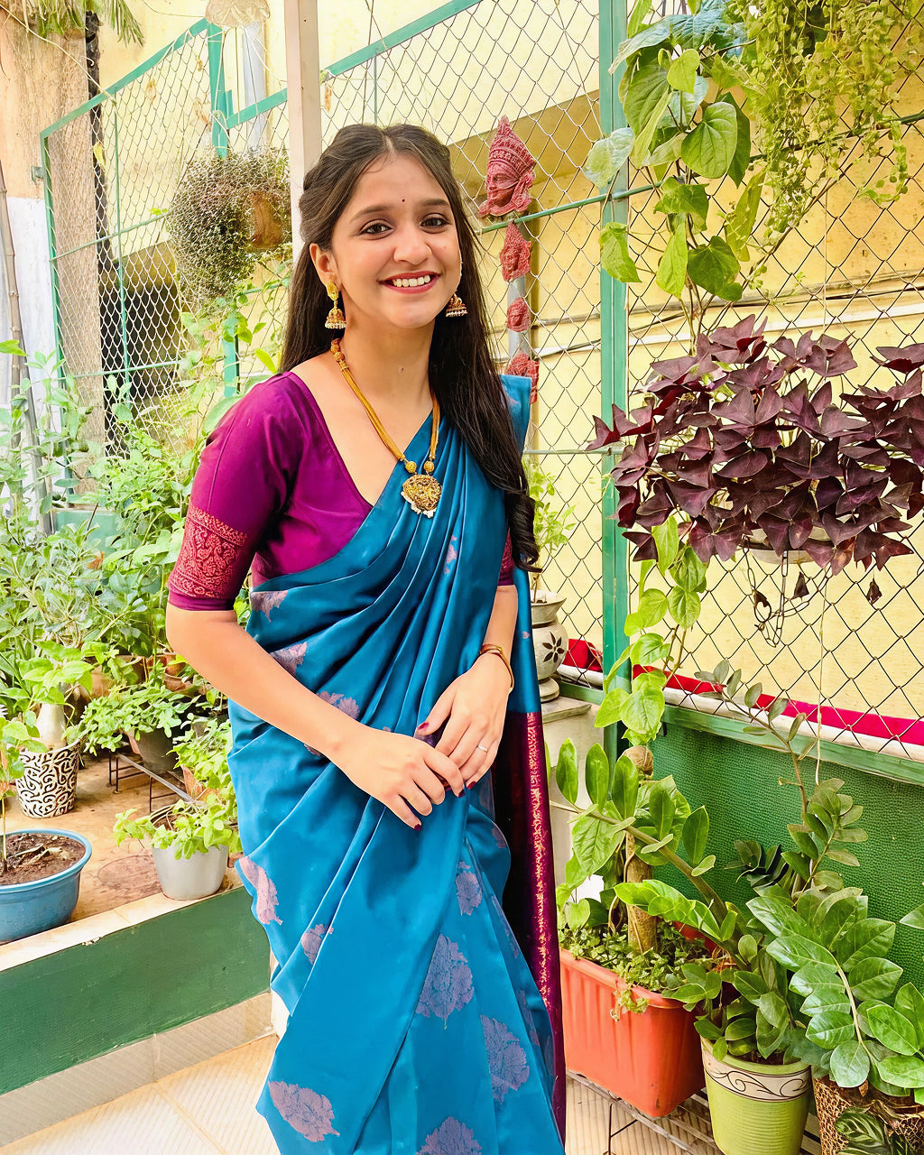 Royal Blue Jacquard Saree