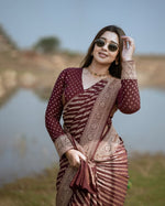 Wine Maroon Jacquard Saree