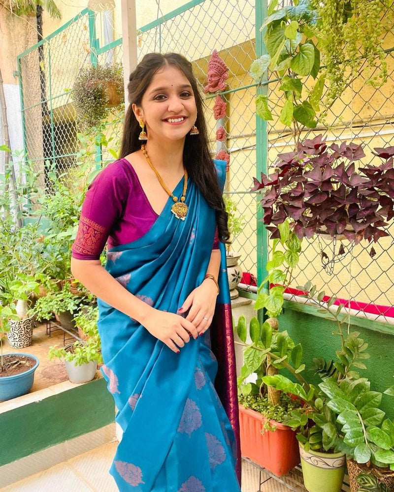 Royal Blue Jacquard Saree