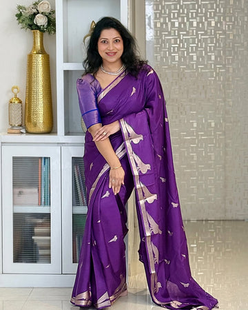 Royal Purple Jacquard Saree for Festive & Wedding Wear