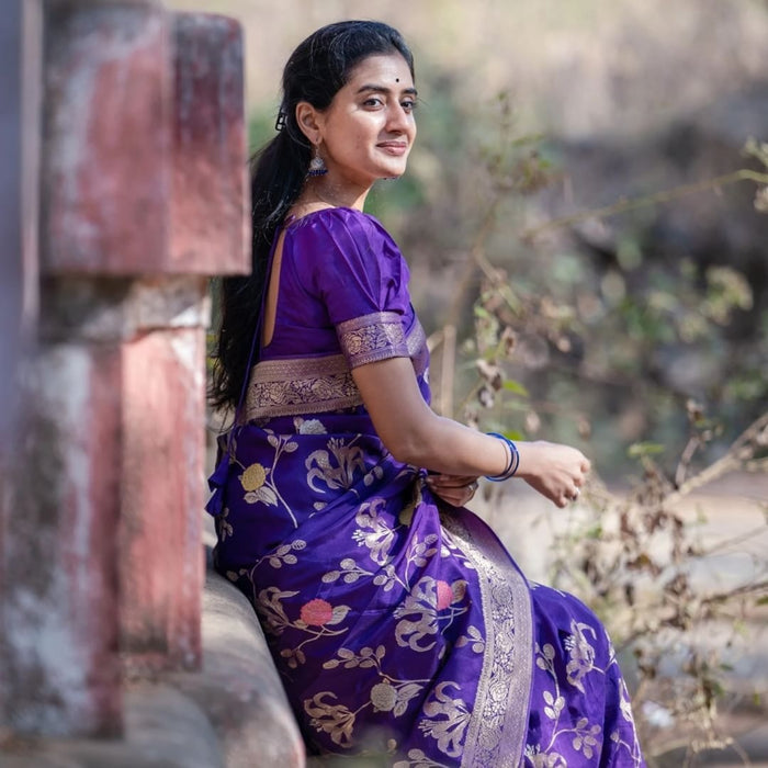 Classic Blue Jacquard Saree for Timeless Festive & Party Style