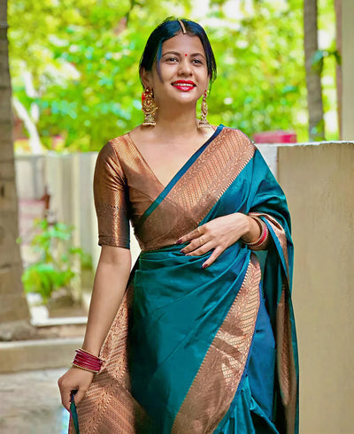 Dark Blue Jacquard Saree