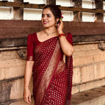 Stunning Red Jacquard Saree