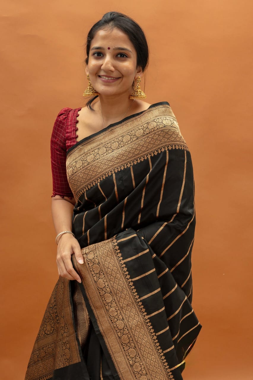 Black Jacquard Saree