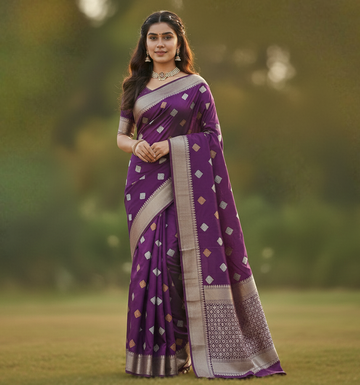 Wine Jacquard Saree – Elegant Woven Saree for Festive & Wedding Occasions