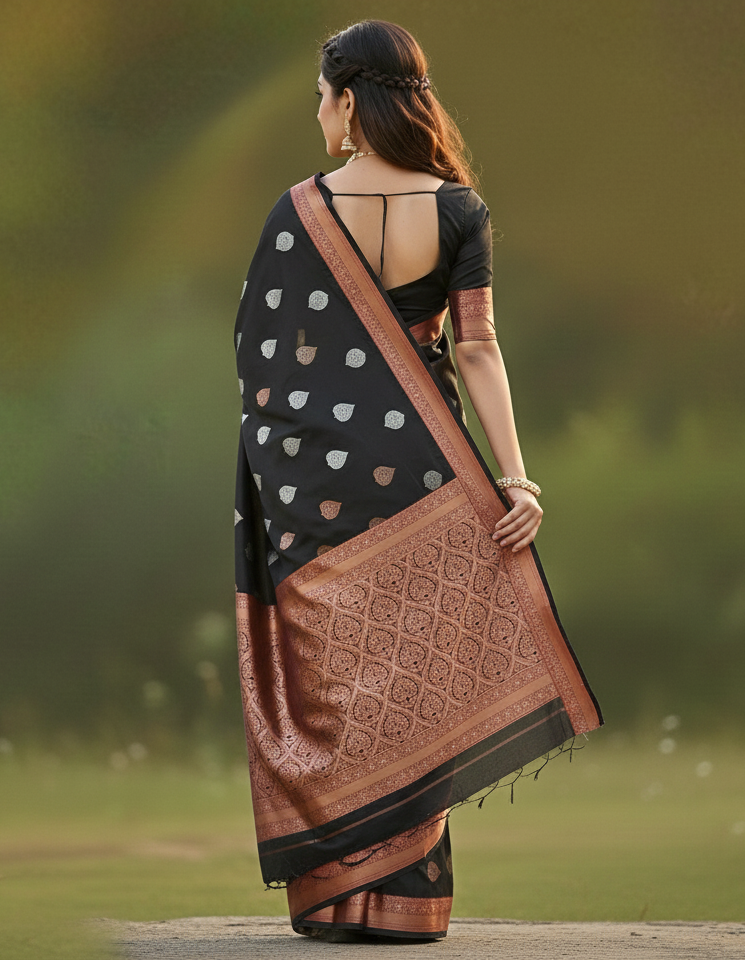 Black Jacquard Saree 