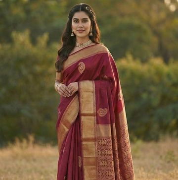 Royal Wine Jacquard Saree – Rich Woven Texture for Festive & Party Elegance
