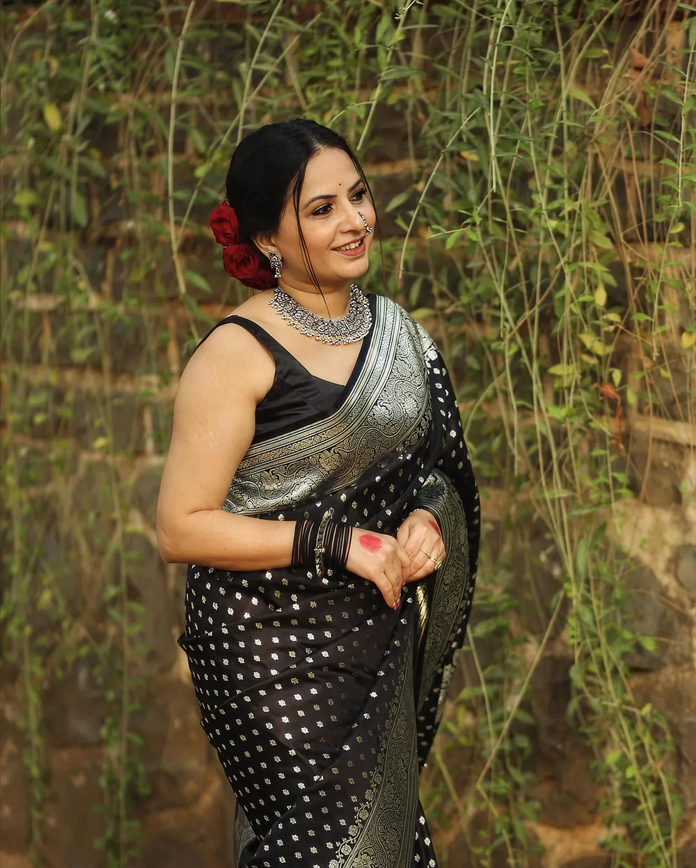 Opulent Black Jacquard Saree