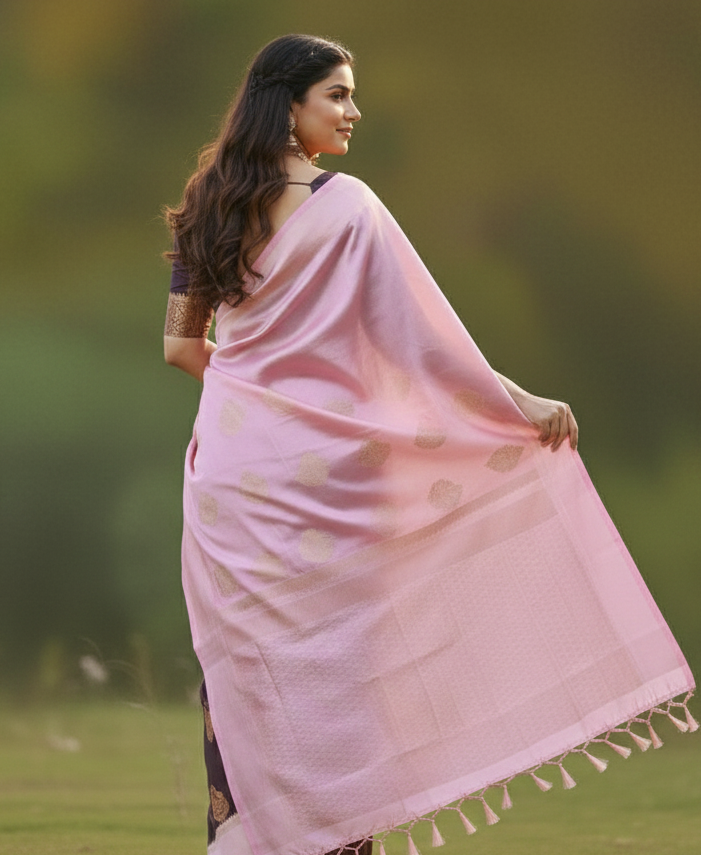 Elegant Pink Jacquard Saree