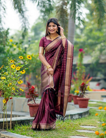 Royal Maroon Jacquard Saree – Elegant Festive & Wedding Wear