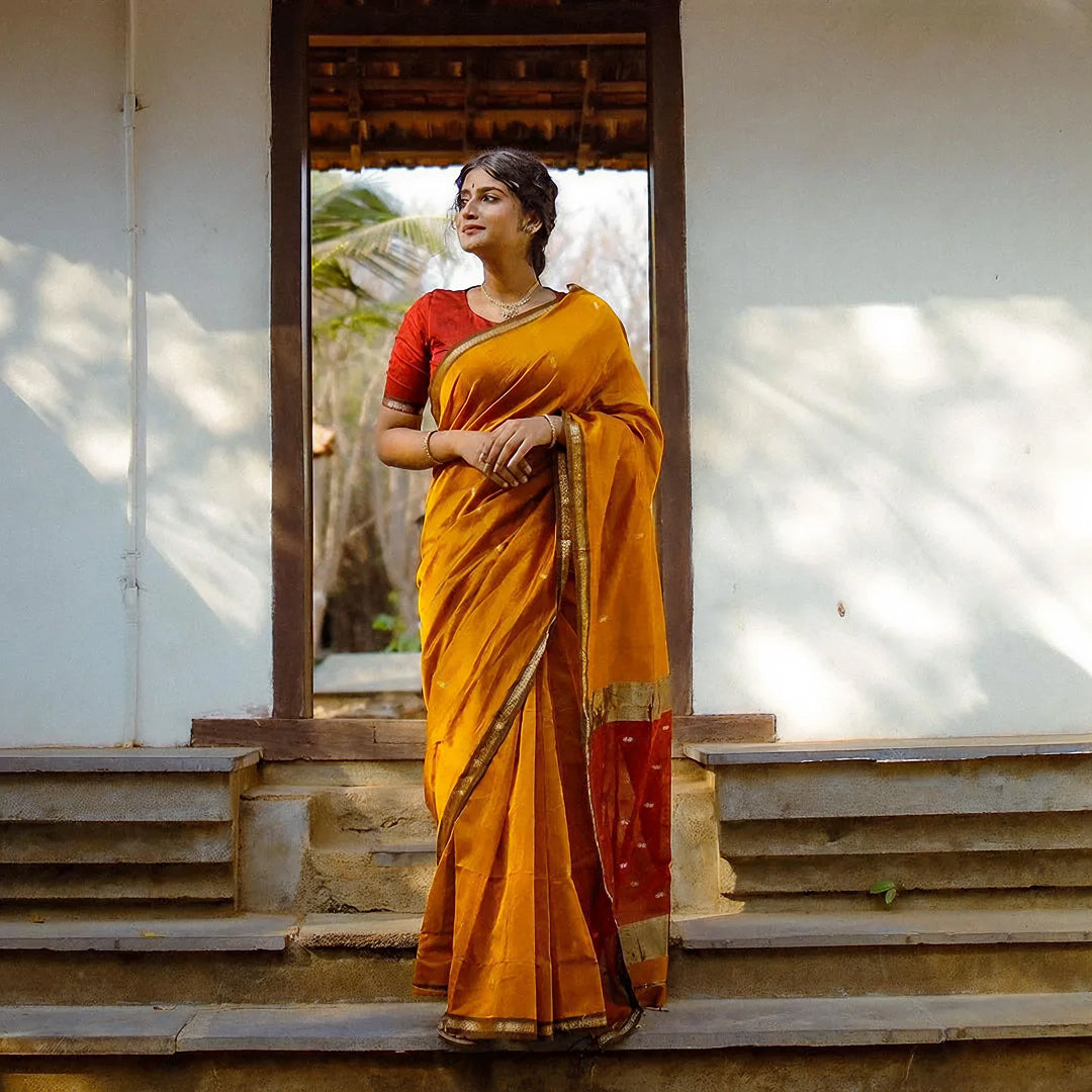 Yellow Jacquard Saree