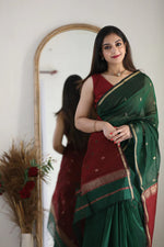 Green Maroon Jacquard Saree