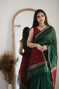 Green Maroon Jacquard Saree for Premium Festive & Traditional Elegance