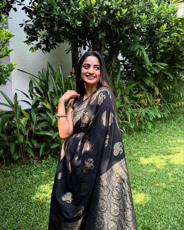 Luxury Black Jacquard Saree for Festive & Party Wear Elegance