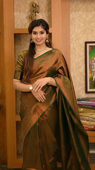 Elegant Brown Jacquard Saree