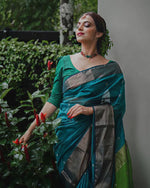 Tea Blue Jacquard Saree