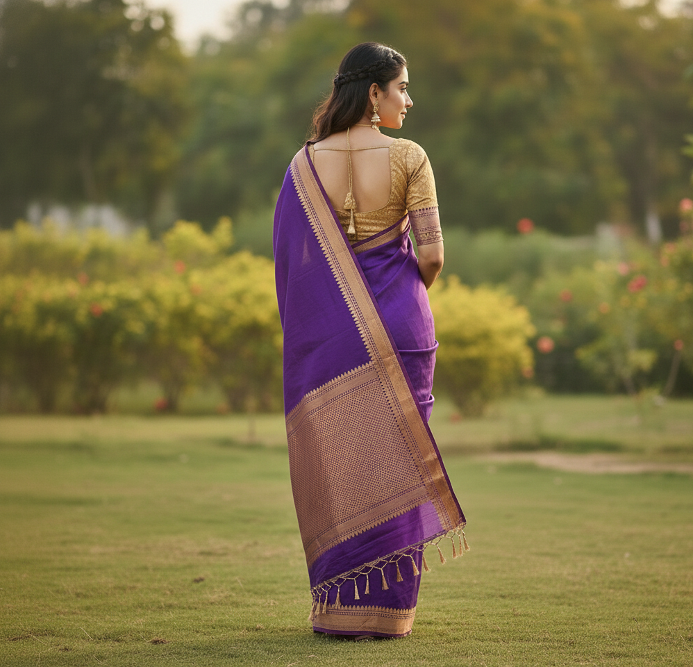 Royal Purple Jacquard Saree