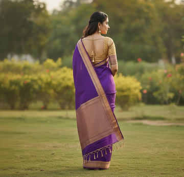 Royal Purple Jacquard Saree – Luxurious Festive & Wedding Wear