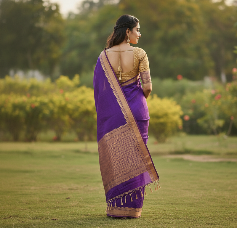 Royal Purple Jacquard Saree